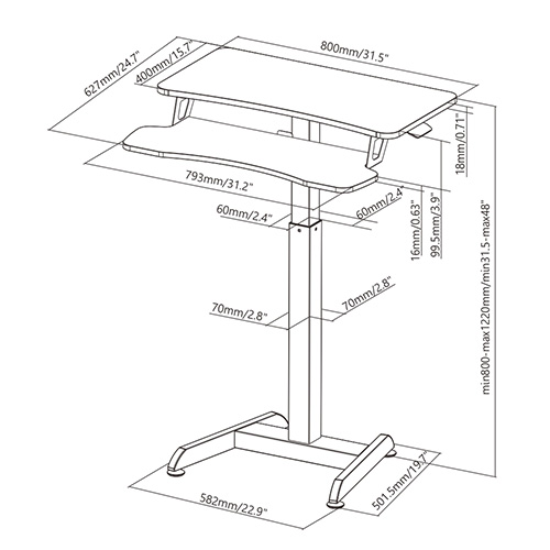 Updesk High gasveer | Worktrainer.nl