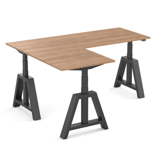 Oak Desk | Electric Sit-Stand Corner Desk | Worktrainer